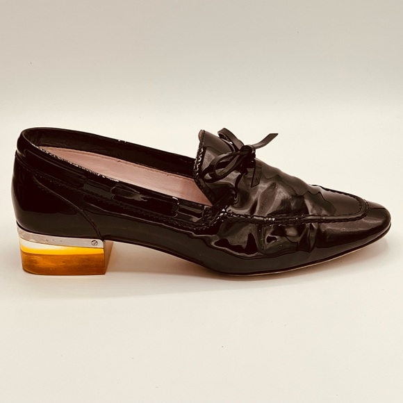 CHRISTIAN DIOR Black Patent Leather, Lucite Heel Loafer Size 36 9” Long 3” Wide - Picture 7 of 8